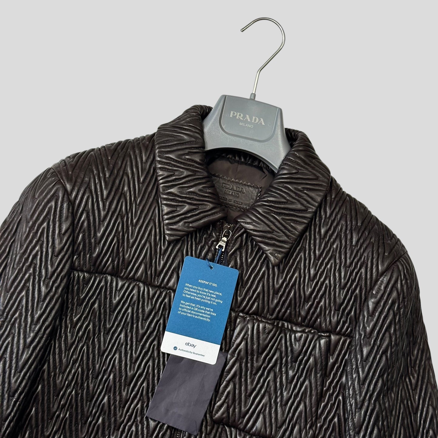 Prada Milano 2006 Runway 3D Ruched Leather Zigzag Jacket - IT48 | Default Title, Multicoloured