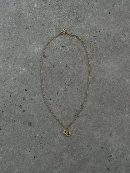 Christian Dior 16” Gold Plated Rhinestone Logo Pendant Necklace