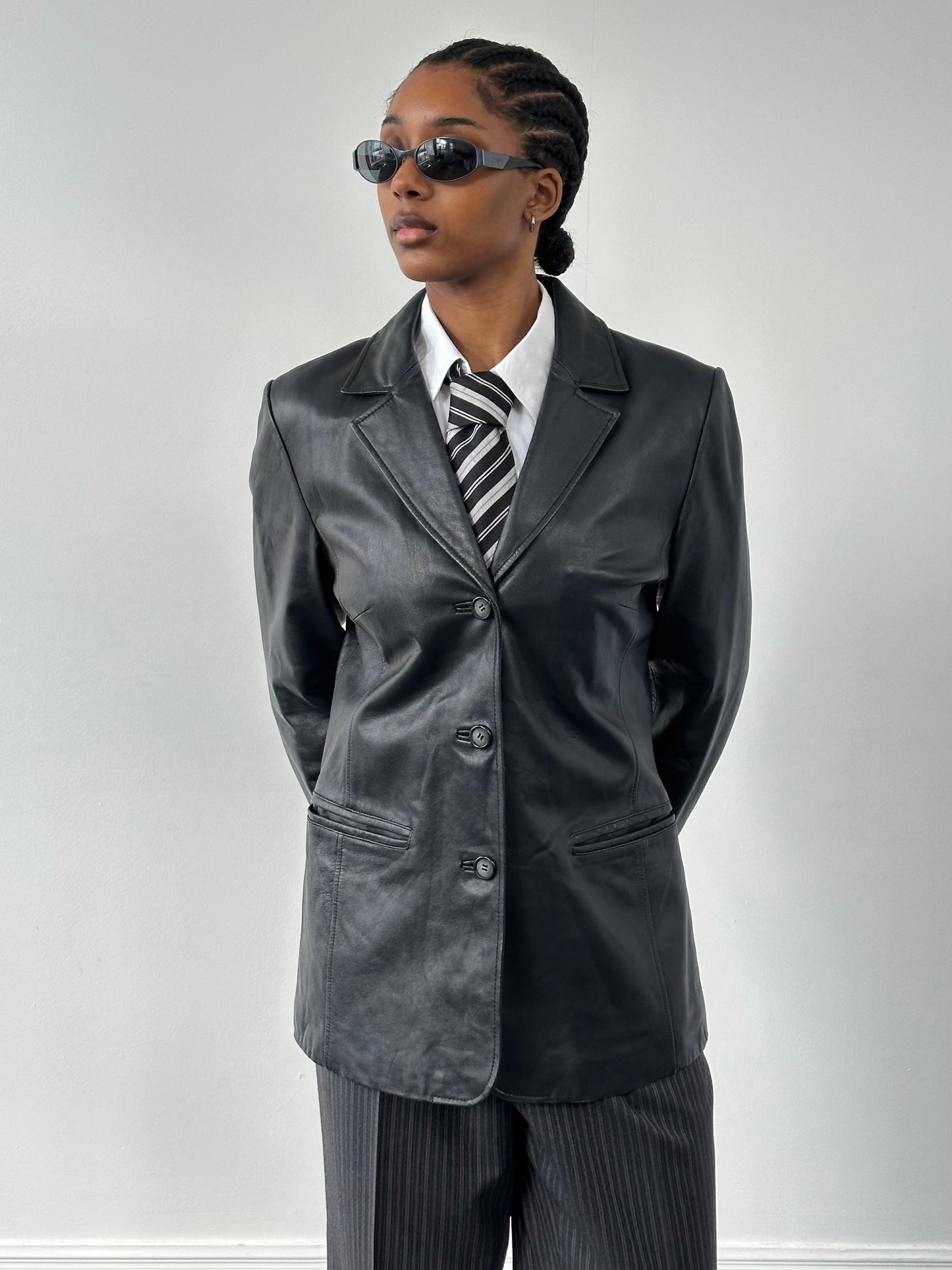Vintage 1990s Minimal Leather Jacket - M
