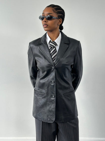 Vintage 1990s Minimal Leather Jacket - M