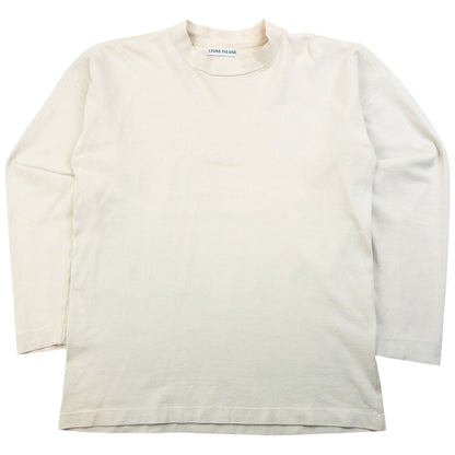 Vintage 90s Stone Island Center Logo Long Sleeve T Shirt Size S | Small, Cream