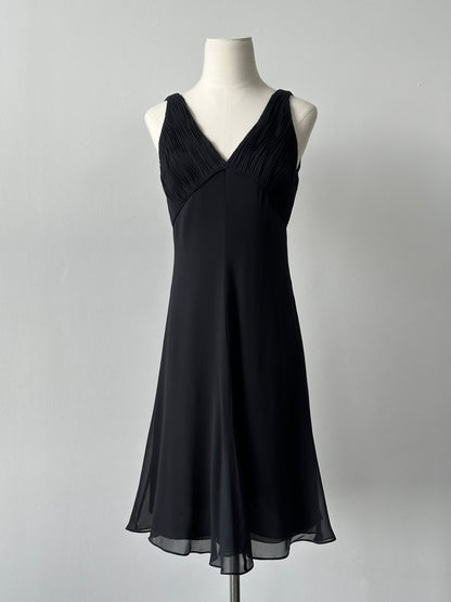 Armani Collezioni 2000s Pure Silk Pleated Midi Dress -