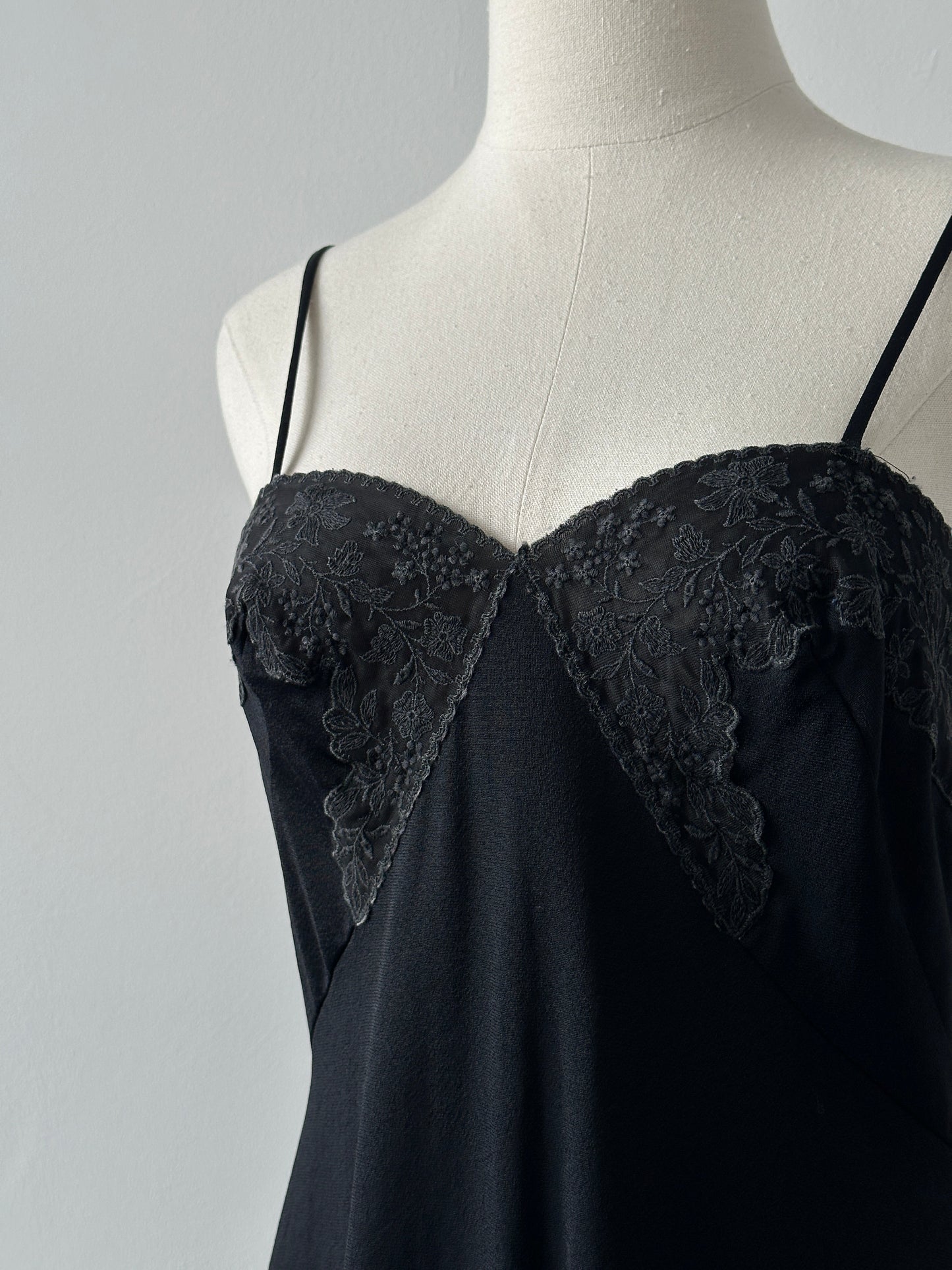 Vintage 1990s Lace Satin Mini Slip Dress - S