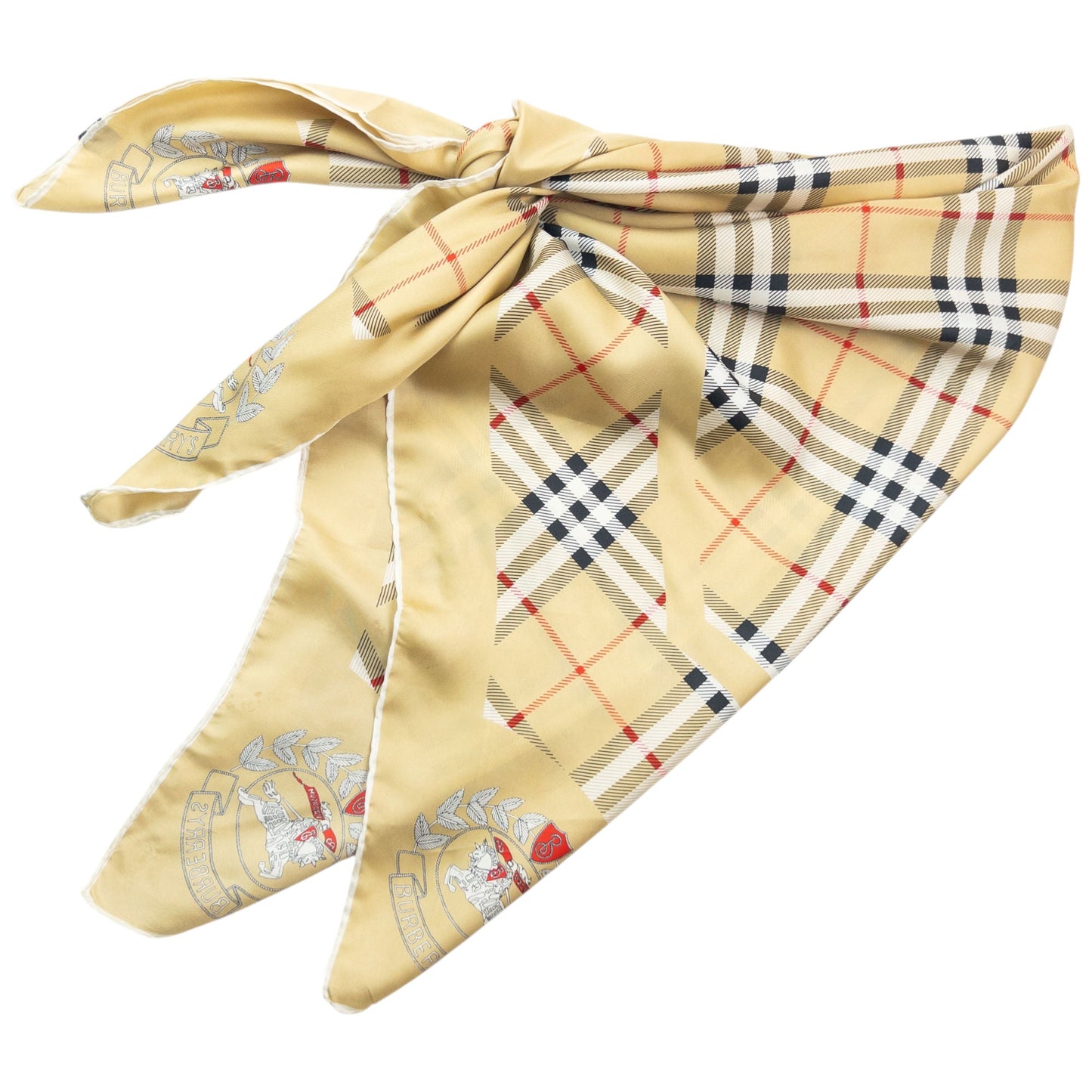 Vintage 90s Burberry Nova Check Silk Scarf | O/S, Beige