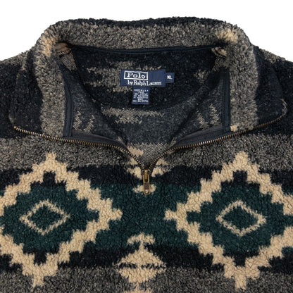 Vintage Polo Ralph Lauren Aztec Fleece Q Zip Sweatshirt Size XL