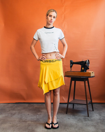 VT Rework : Porsche Asymetrical Yellow Reworked Skirt | Small, Multicoloured