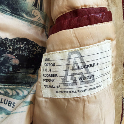 Avirex 'Chief High Hawk' Leather Varsity Jacket - S