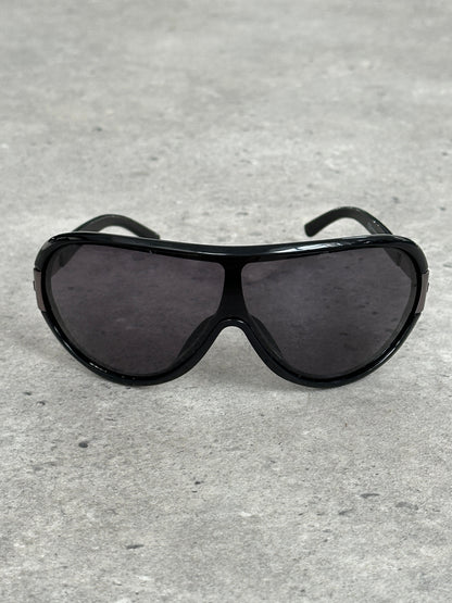 Valentino 2000s Crystal Bar Shield Logo Sunglasses