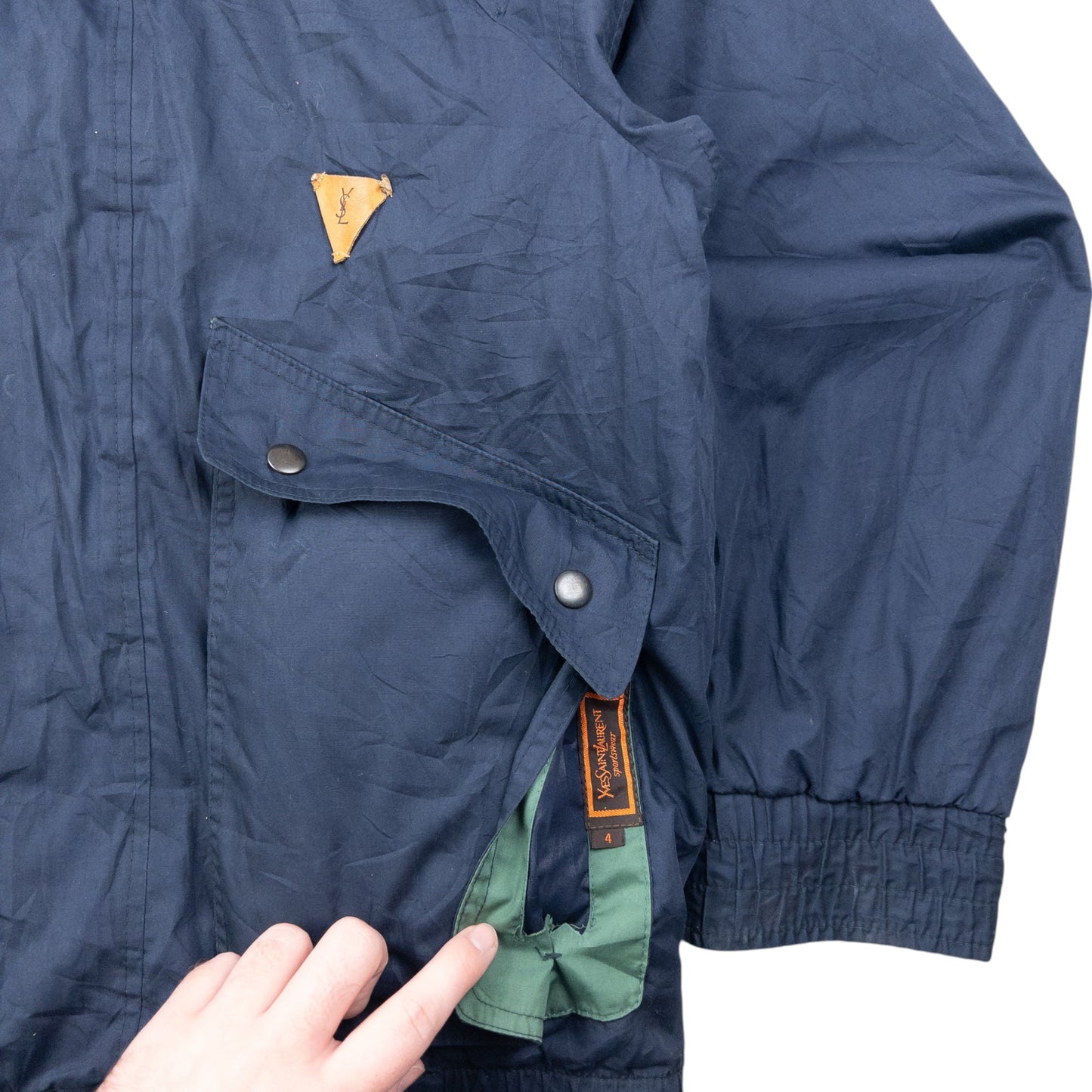 Vintage 90s YSL Yves Saint Laurent Reversible Zip-Off Sleeve Jacket Size M