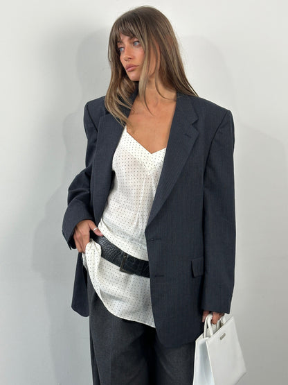 Christian Dior Monsieur 1980s Pure Wool Stripe Blazer - 44R/XL