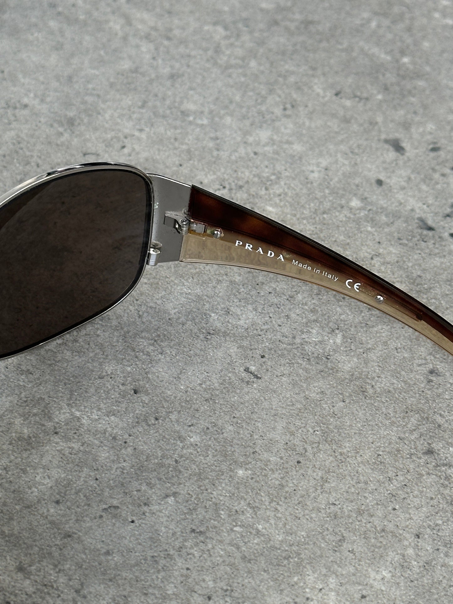 Prada 1990s Aviator Shield Logo Sunglasses