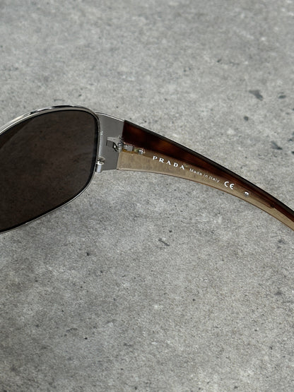 Prada 1990s Aviator Shield Logo Sunglasses