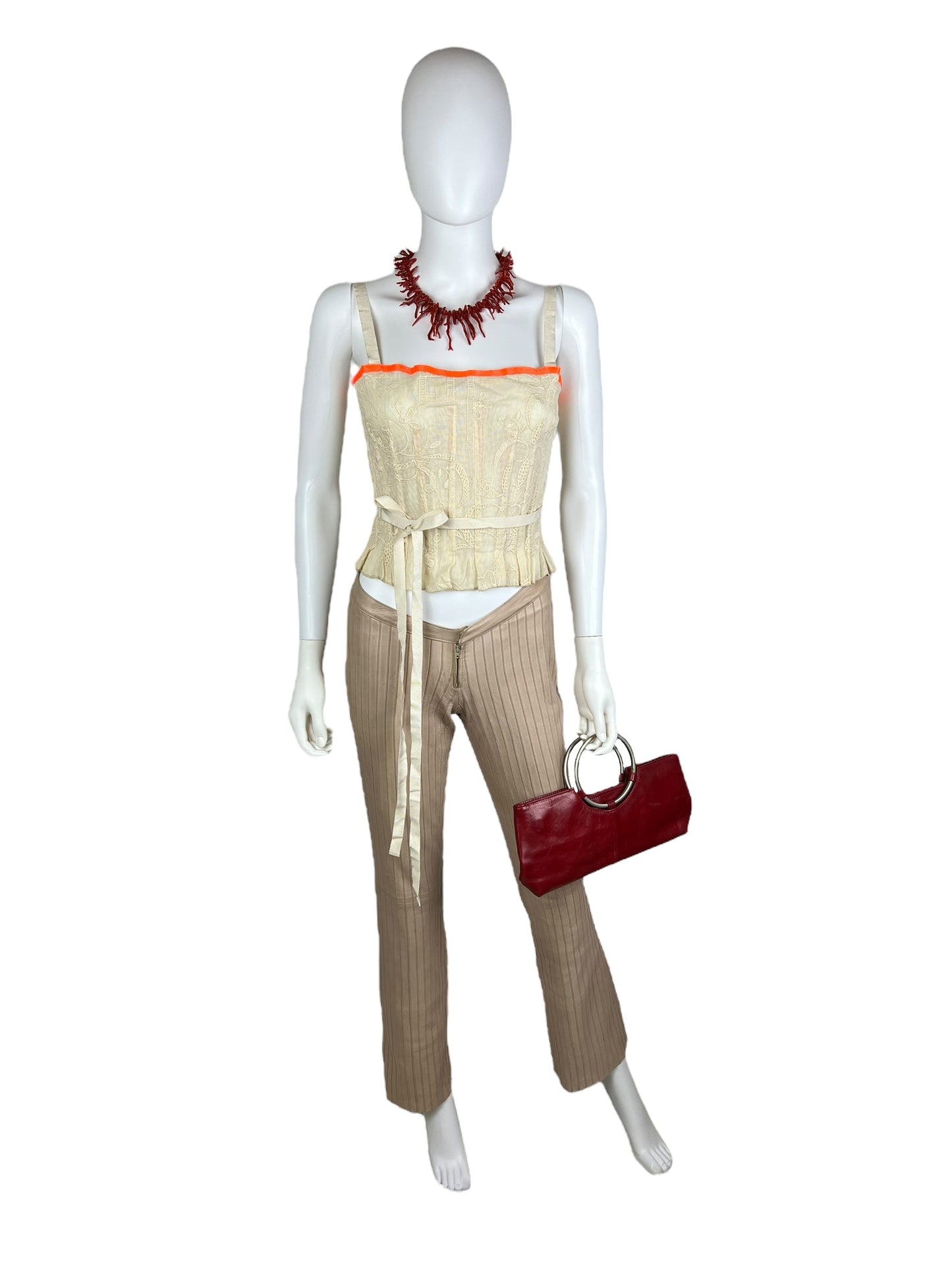 Gucci F/W 1999 leather pinstripe trousers Tom Ford era