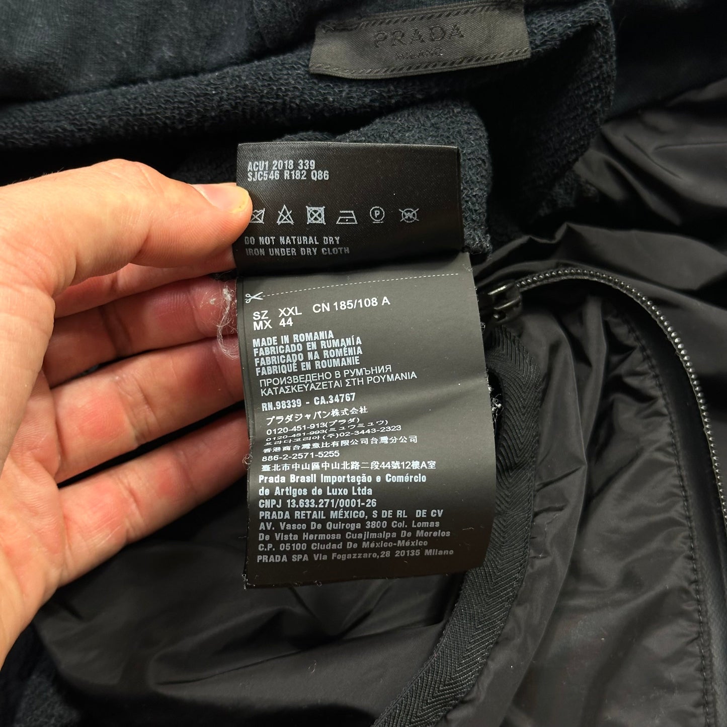 Prada 2017 Red Tab Nylon Panelled Hoodie Jacket - XXL (L)