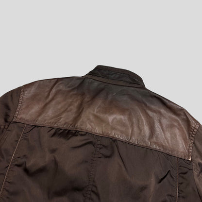 Prada Sport 2008 Nylon & Leather Hybrid Moto Field Jacket - IT54 (L) | Default Title, Brown