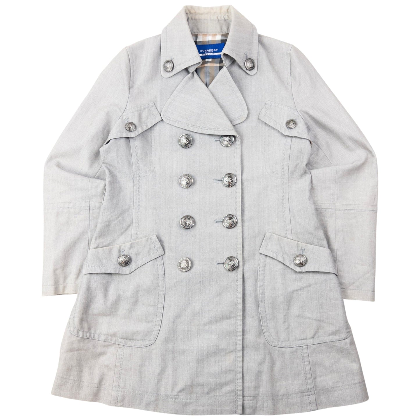 Vintage 2000s Burberry Blue Label Nova Check Lined Trench Jacket Womens Size M | Medium, Blue