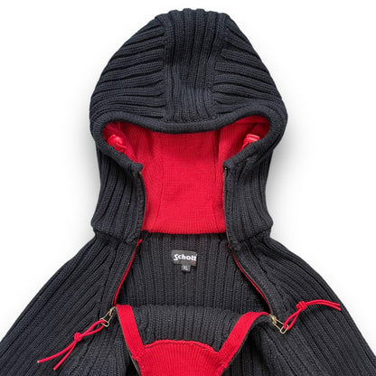 2000's Schott NYC Dual Zip Knitted Balaclava Hoodie (L) | Default Title, Navy