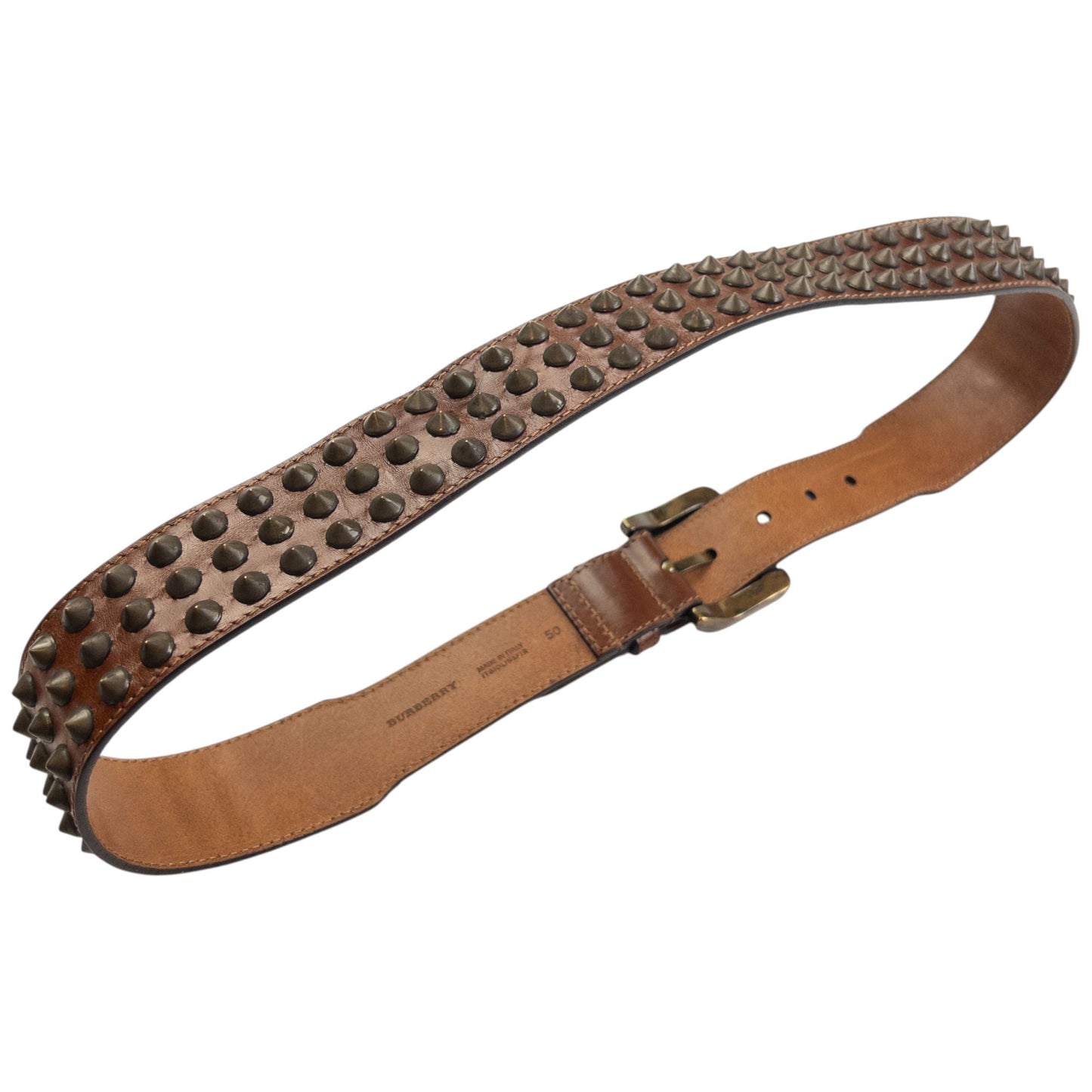 Vintage 2000s Burberry Studded Leather Belt Size M | O/S, Brown