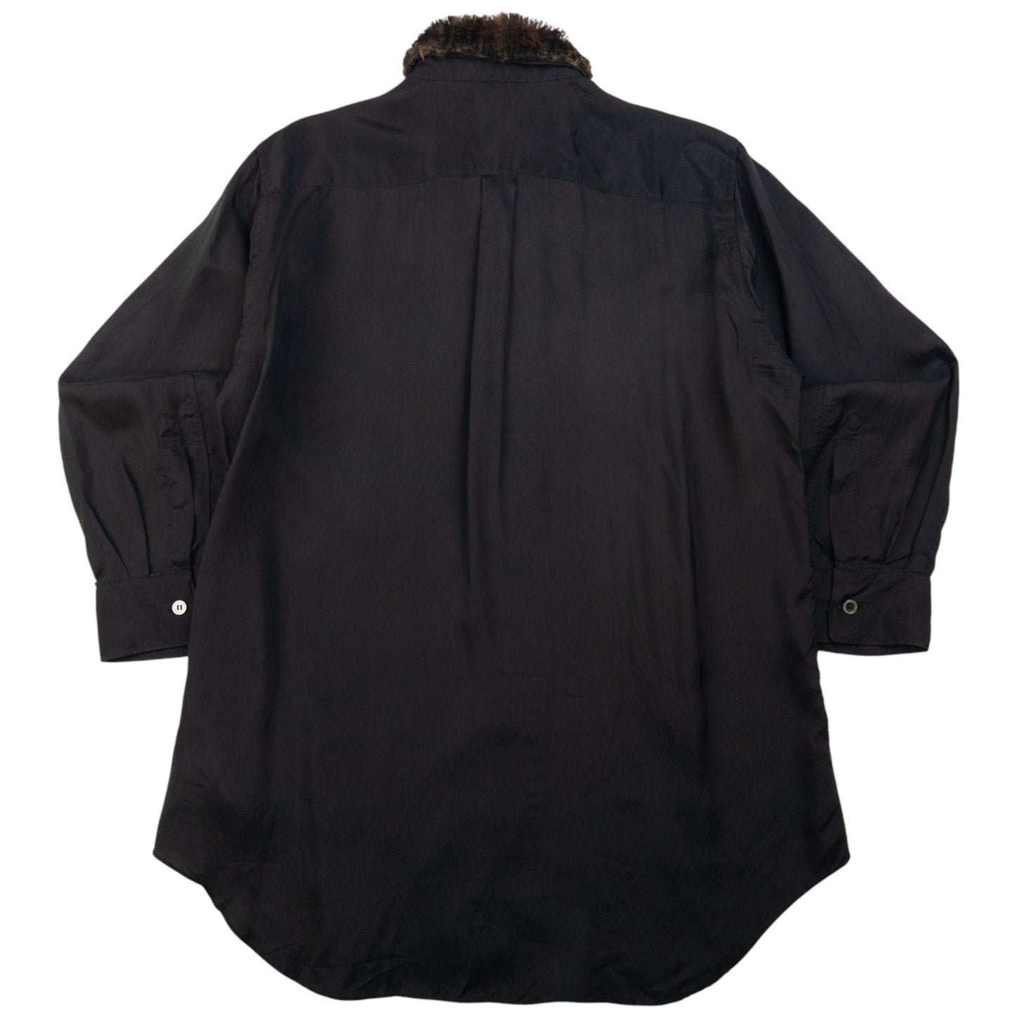 Vintage Comme Des Garçons BLACK Fur Collar Button Up Shirt Size S