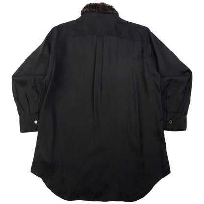 Vintage Comme Des Garçons BLACK Fur Collar Button Up Shirt Size S