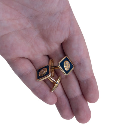Vintage 80s Gucci Marble Pattern Cufflinks | O/S, Blue