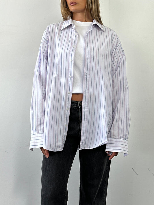 Yves Saint Laurent Stripe Pure Cotton Logo Shirt - XL