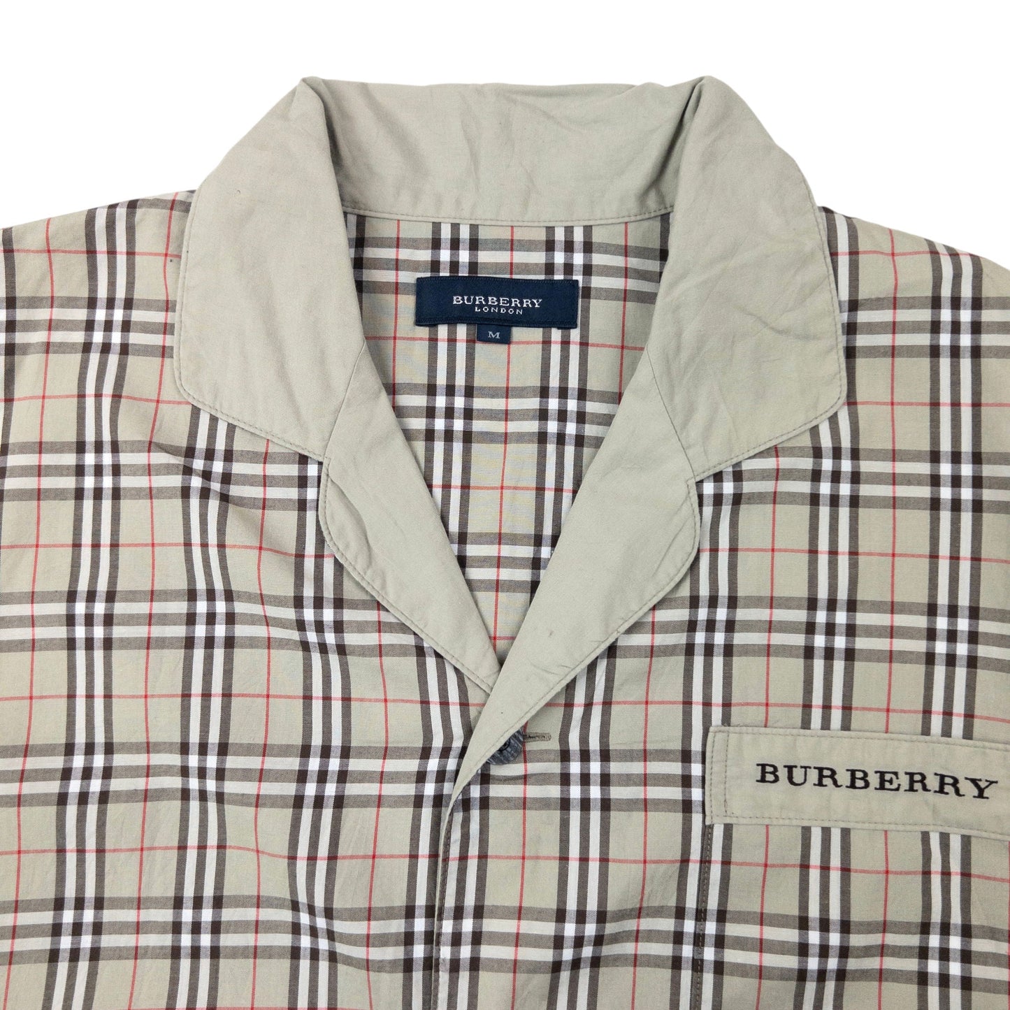 Vintage 2000s Burberry Nova Check Long Sleeve Button Up Pyjama Shirt Size M | Medium, Beige