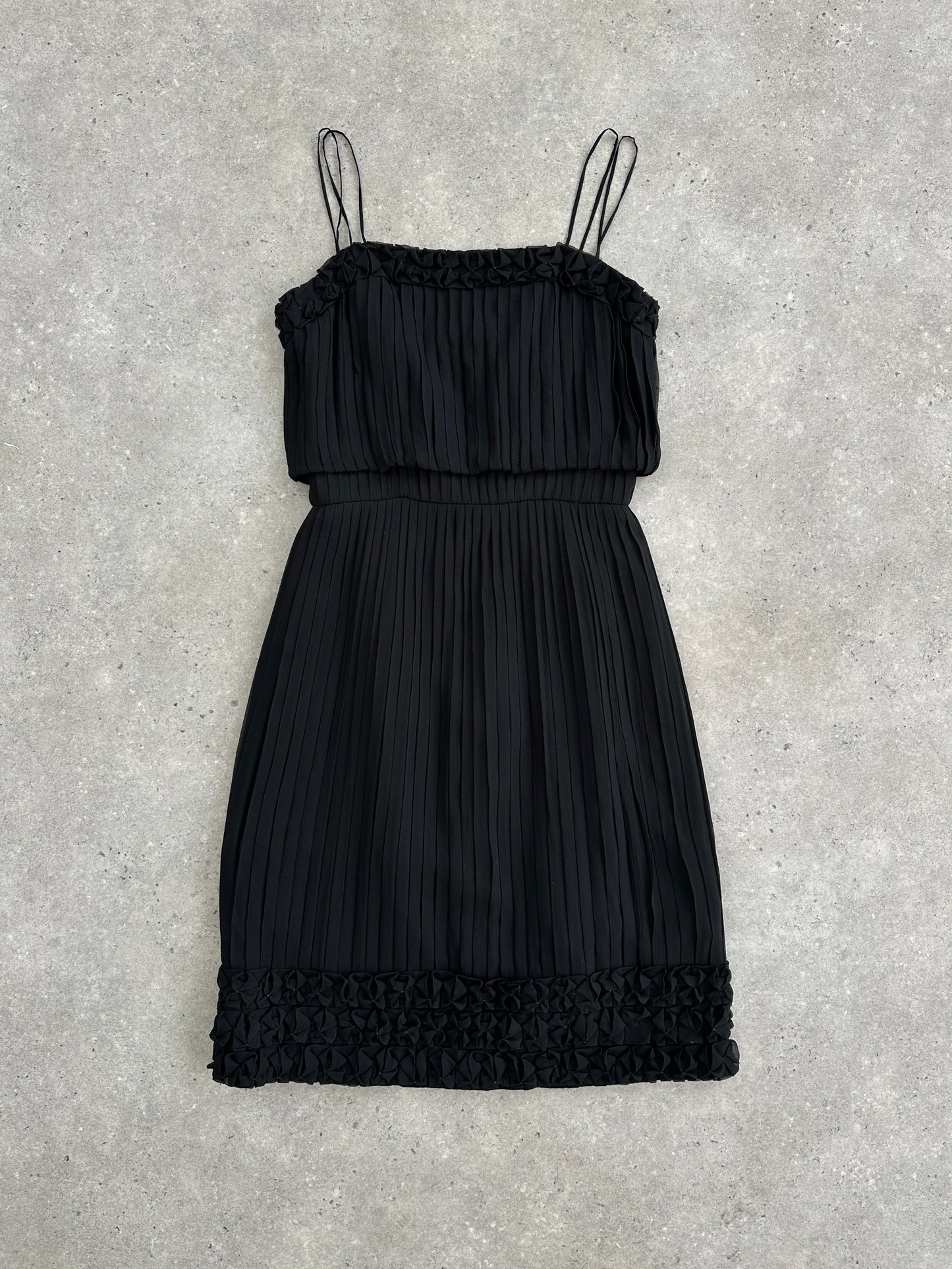 Italian Vintage Pleated Midi Dress - M
