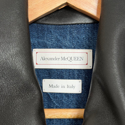 ss2022 alexander mcqueen double layered denim/leather jacket | O/S, Brown