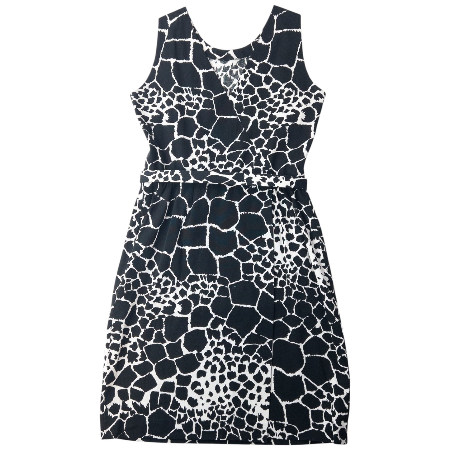 Vintage 80s YSL Yves Saint Laurent Giraffe Print Belt Waist Dress Womens Size L | Large, Black