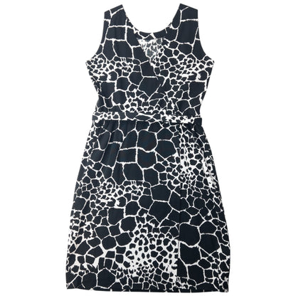 Vintage 80s YSL Yves Saint Laurent Giraffe Print Belt Waist Dress Womens Size L | Large, Black