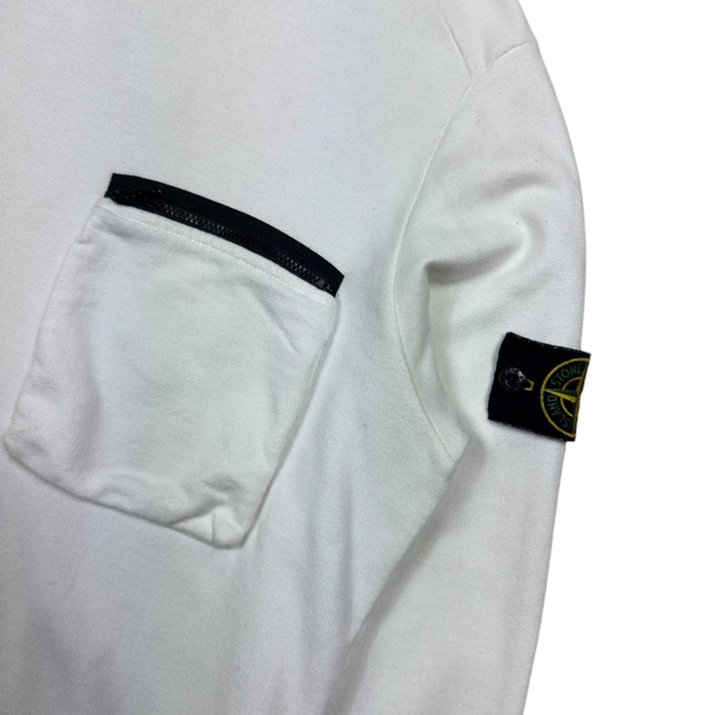 Stone Island White Pocket Crewneck Sweatshirt