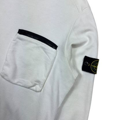 Stone Island White Pocket Crewneck Sweatshirt