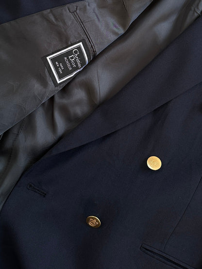 Christian Dior Monsieur 1980s Bespoke Button Double Breasted Blazer - 44R/XL
