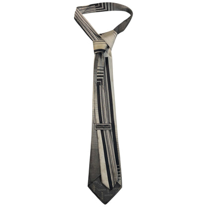 Vintage 90s Gianni Versace Geometric Silk Tie | O/S, Grey