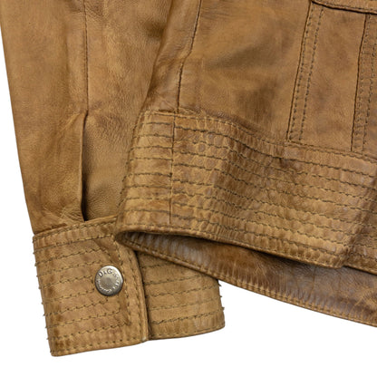 Vintage 2000s Dolce & Gabbana Zip Up Leather Jacket Size S | Small, Brown