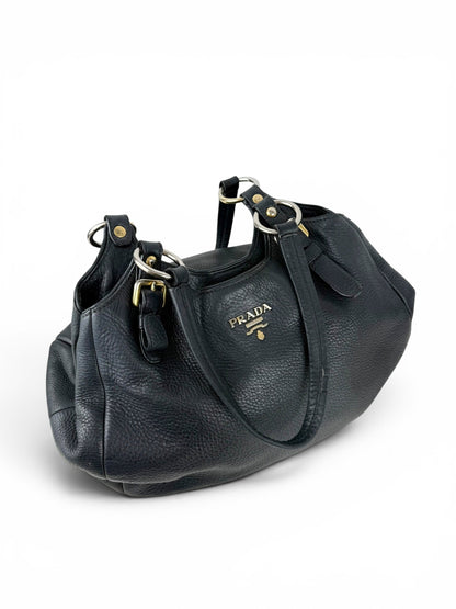 2010s Prada Milano Vitello Daino Navy Hobo Handbag | O/S, Multicoloured