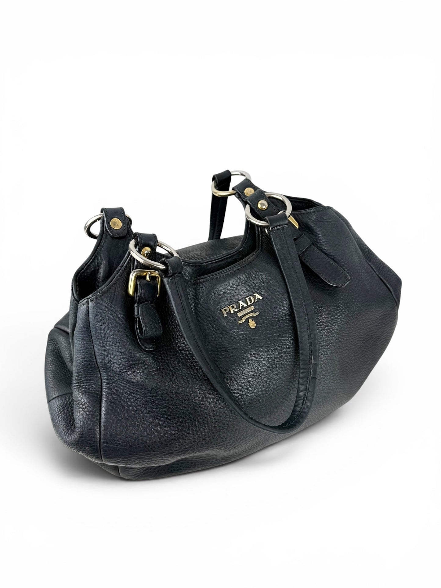 2010s Prada Milano Vitello Daino Navy Hobo Handbag | O/S, Multicoloured