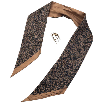 Vintage 2000s Gucci Monogram Silk Neck Scarf | O/S, Multicoloured