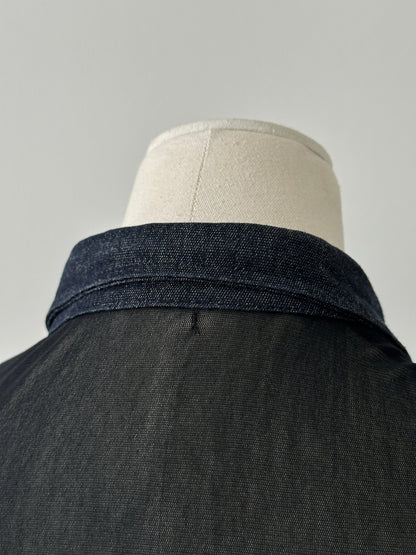 Vintage 1990s Denim Fitted Sheer Shirt - XS-S