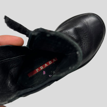 Prada Sport 00’s Leather Zip Baby Boots - 23 (1.5 - 2.5 years) | UK 6, Black