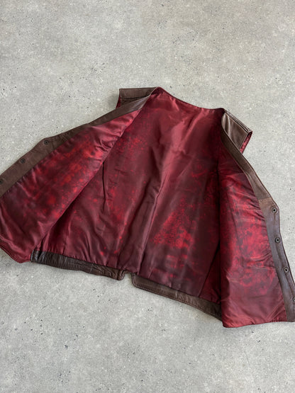 Italian Vintage Aged Leather Waistcoat - L
