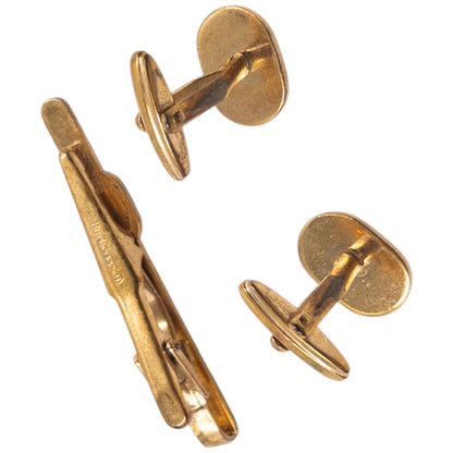 Vintage 90s Burberry Embossed Cufflinks & Tie Clip Set | O/S, Multicoloured