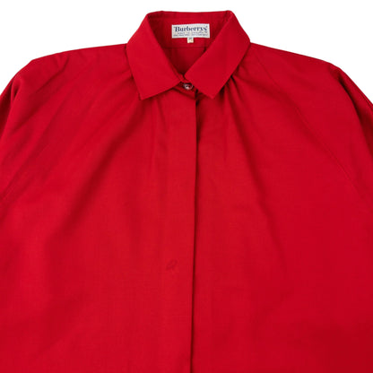 Vintage 80s Burberry Longline Jacket Womens Size L | Large, Red