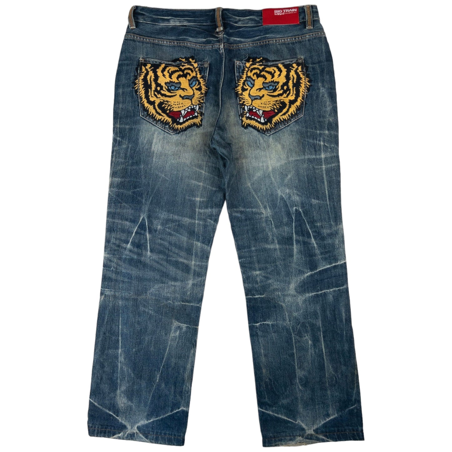 Vintage Big Train Japanese Tiger Embroidered Denim Jeans Size W38