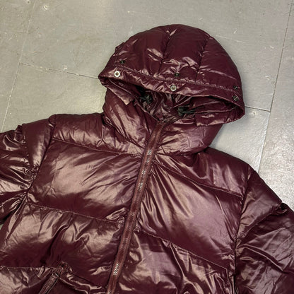Duvetica Fur Hood Puffer Jacket In Burgundy Red ( M )