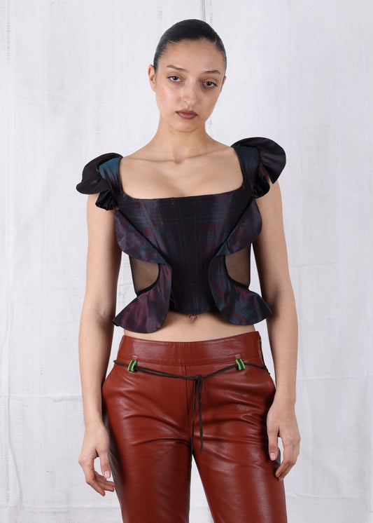 Vivienne Westwood Iridescent deep purple mesh corset