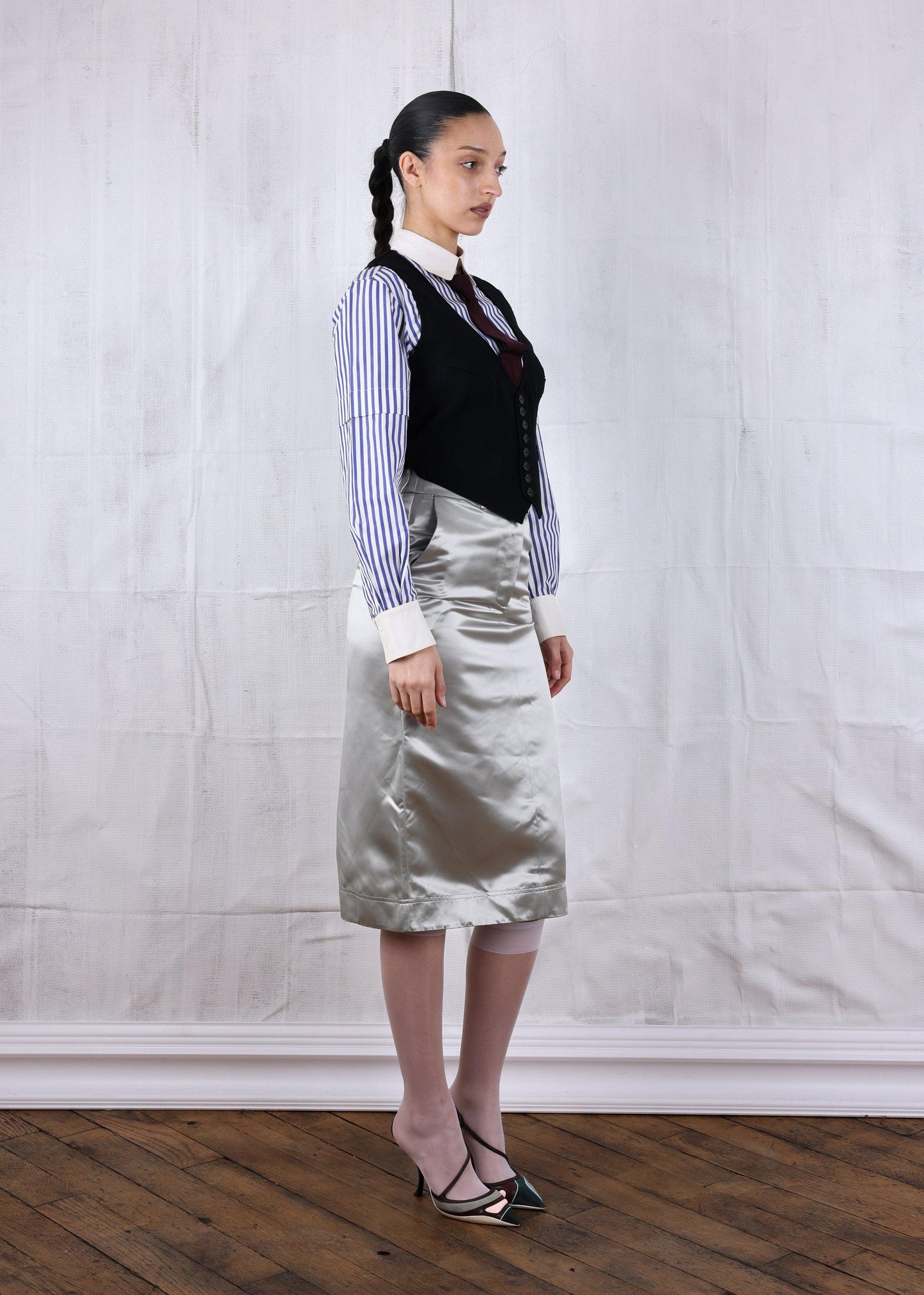 Raf Simons for Calvin Klein 205W39NYC metallic pencil silver skirt - Known Source