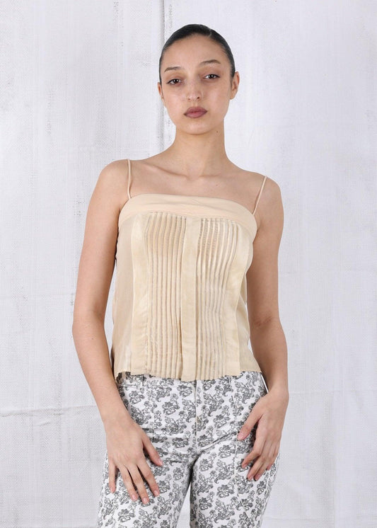 Margiela for Hermes Nude cami top with pleated detailing - Known Source