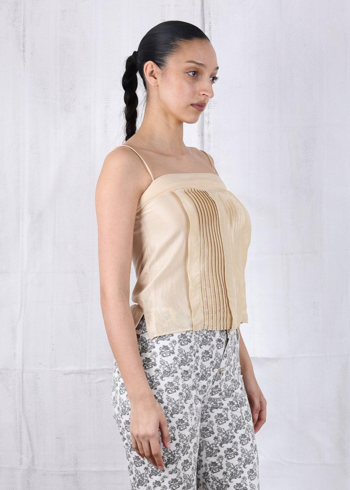 Margiela for Hermes Nude cami top with pleated detailing - Known Source